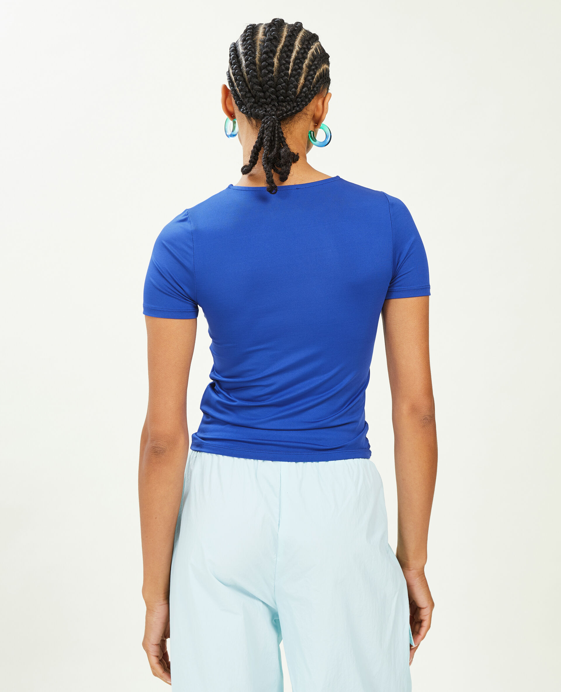 Top avec découpe et liens coulissés - Bleu électrique