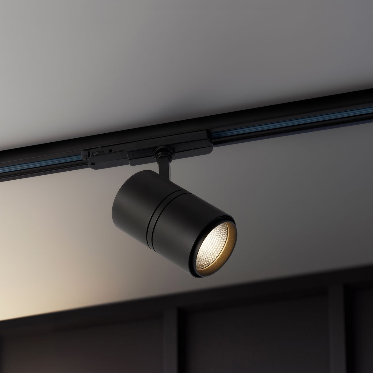 Moderne railspot zwart voor 3-fase rail incl. LED - 3-Phase Ruler