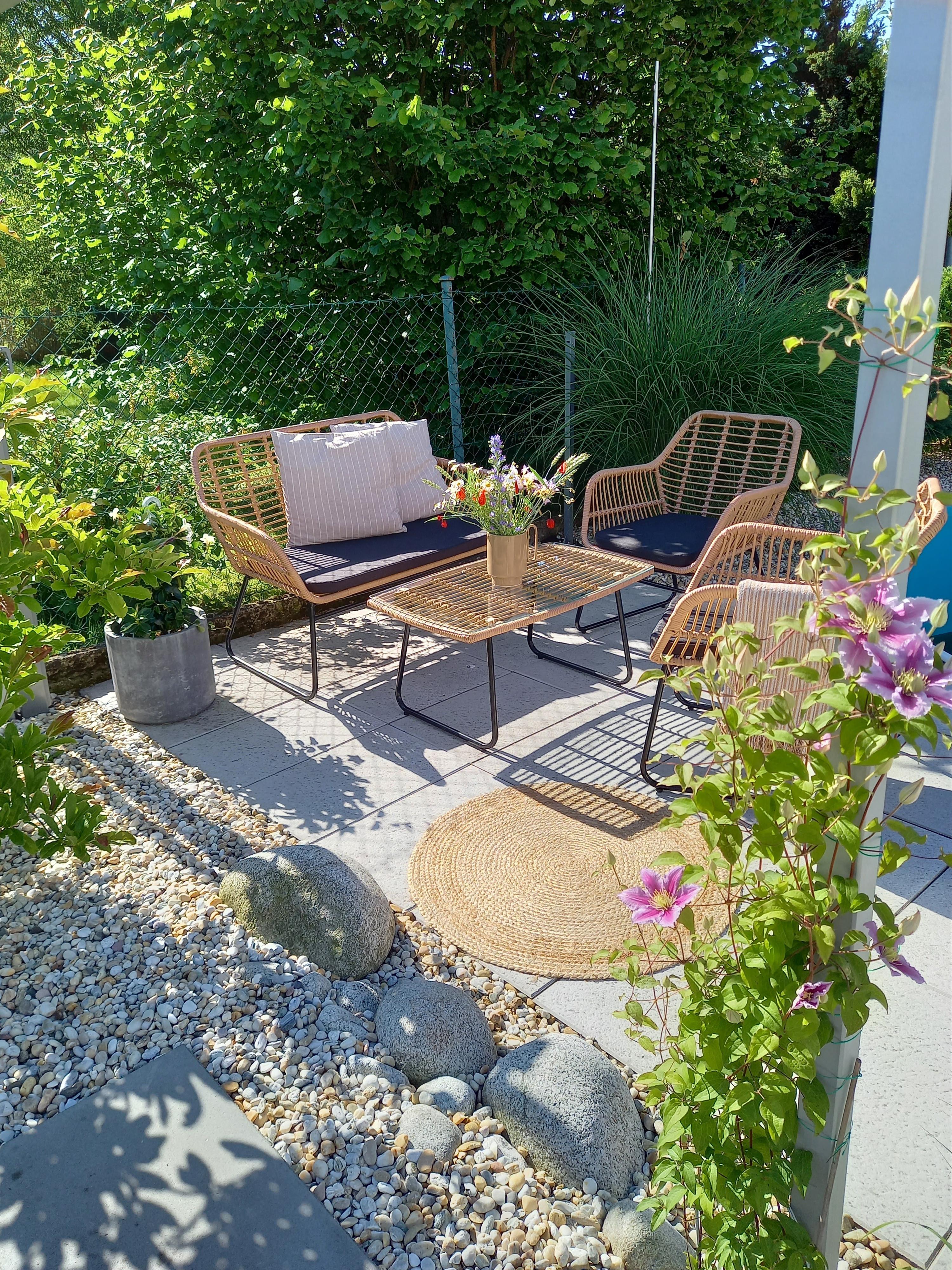 Loungeset met tafel 4-zits MINORI PE rotan Beige