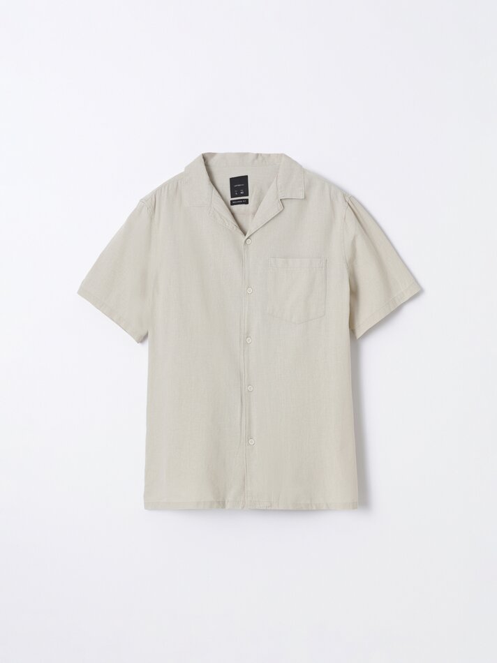 Camisa de algodão e linho - Areia