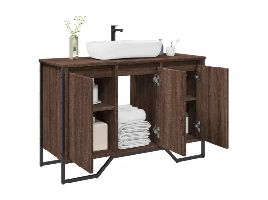 Armoire lavabo de salle de bain chêne marron 91x35x60 cm