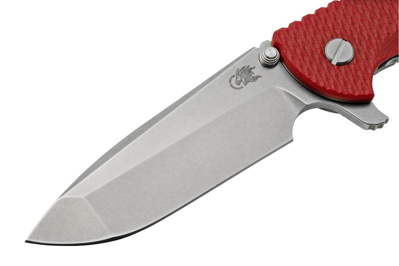 Rick Hinderer XM-24 4.0, S45VN Spanto Stonewash, Red G10, zakmes