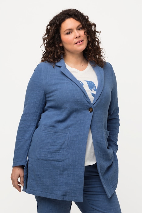 Longblazer, Reverskragen, Oversized, Biobaumwolle