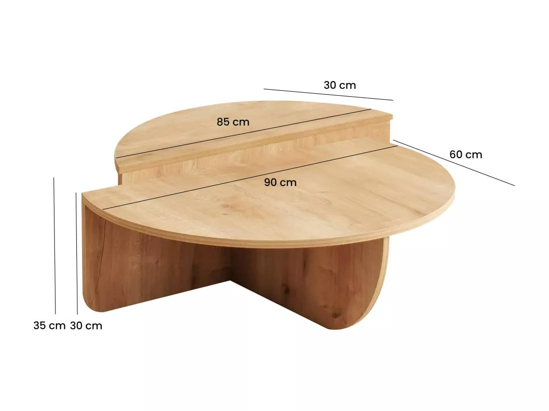 Lot de 2 tables basses - Naturel clair - ALOEVA