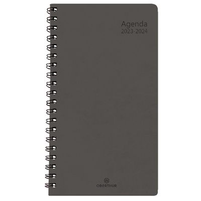 Agenda à spirale Grenade 16 poche - 1 semaine sur 2 pages - gris - Oberthur