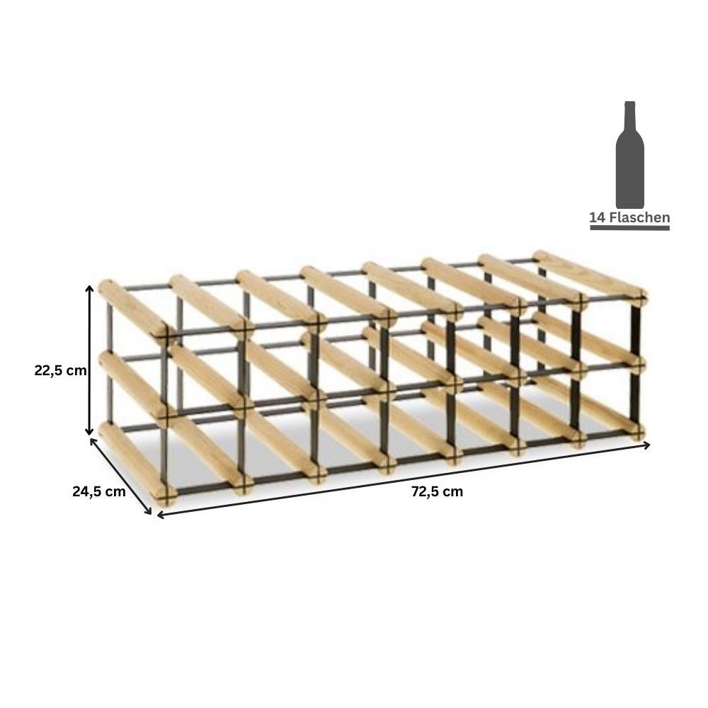 PROREGAL Modulair Wijnrek Vinotega Mod Metaal HxBxD 22,5 x 72,5 x 24,5 cm 7 x 2 Flessen Massief Dennenhout Bruin Geolied
