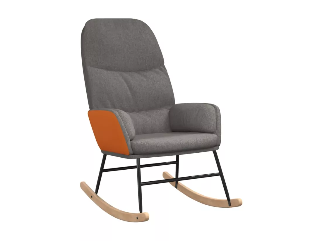 Chaise à bascule avec repose-pied Gris clair Tissu