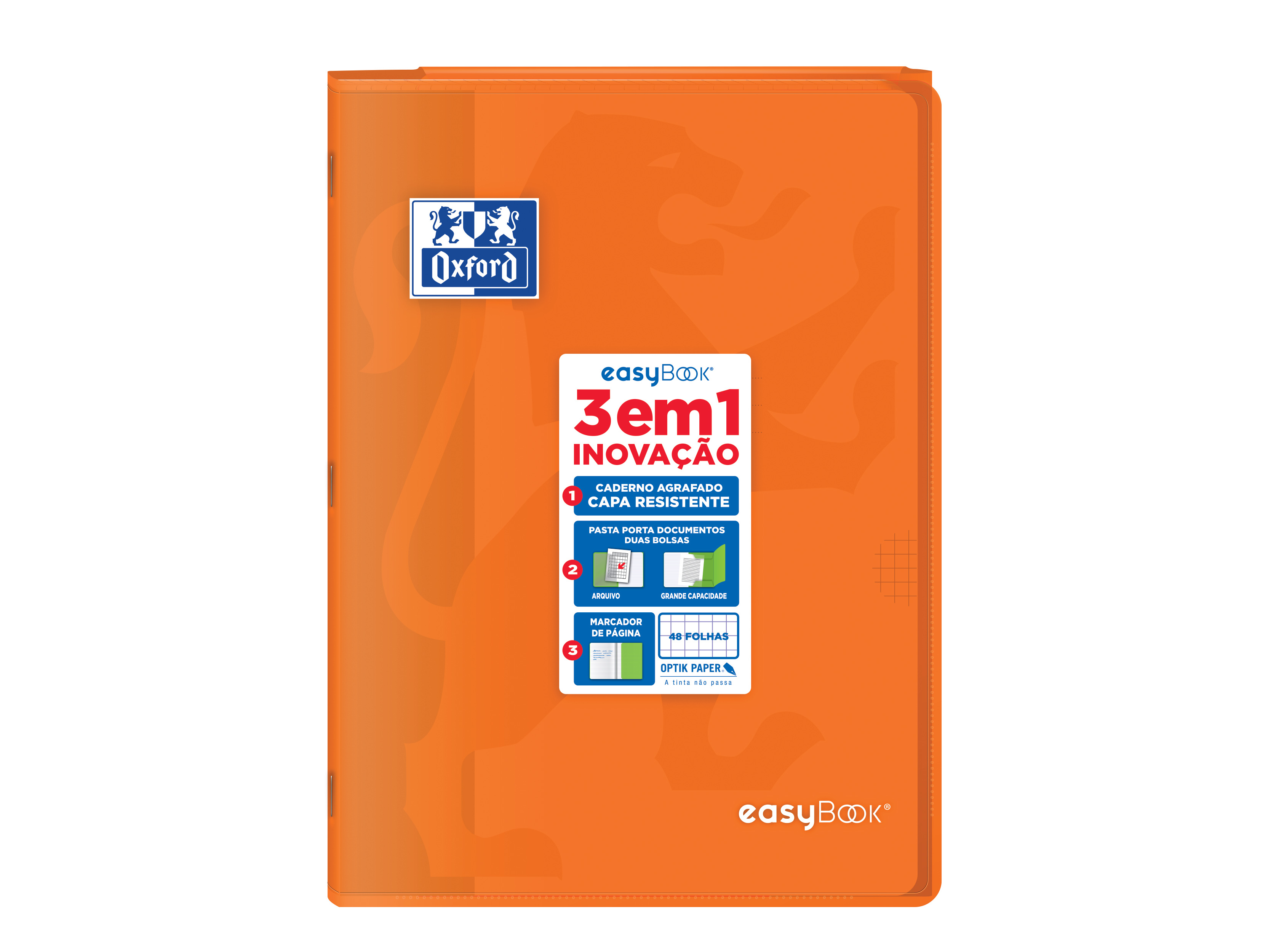 CADERNO AGRAFADO A4 OXFORD EASYBOOK VIVOS QUADRICULADO 48 FOLHAS CORES SORTIDAS