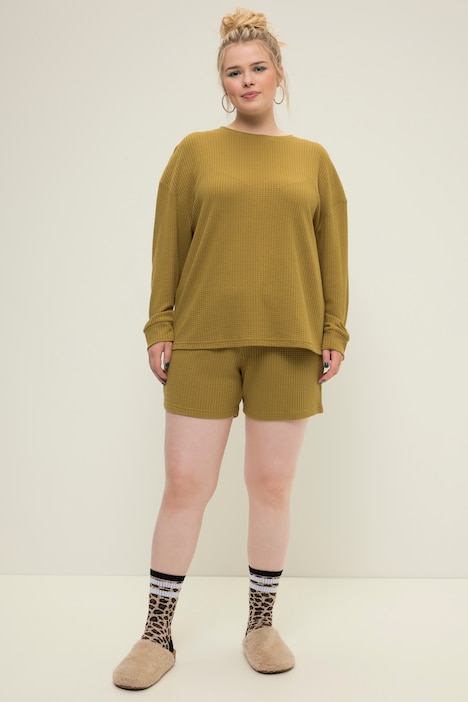 Schlafanzug, Zweiteiler, Strukturjersey, Langarm, Shorts