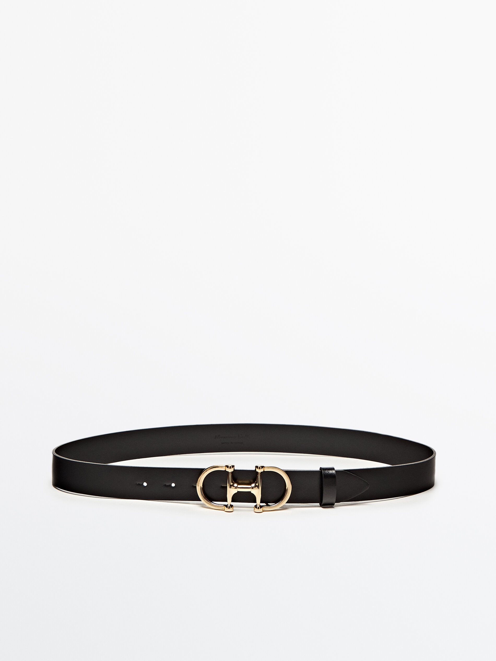 Cinto de couro com fivela dupla - PRETO