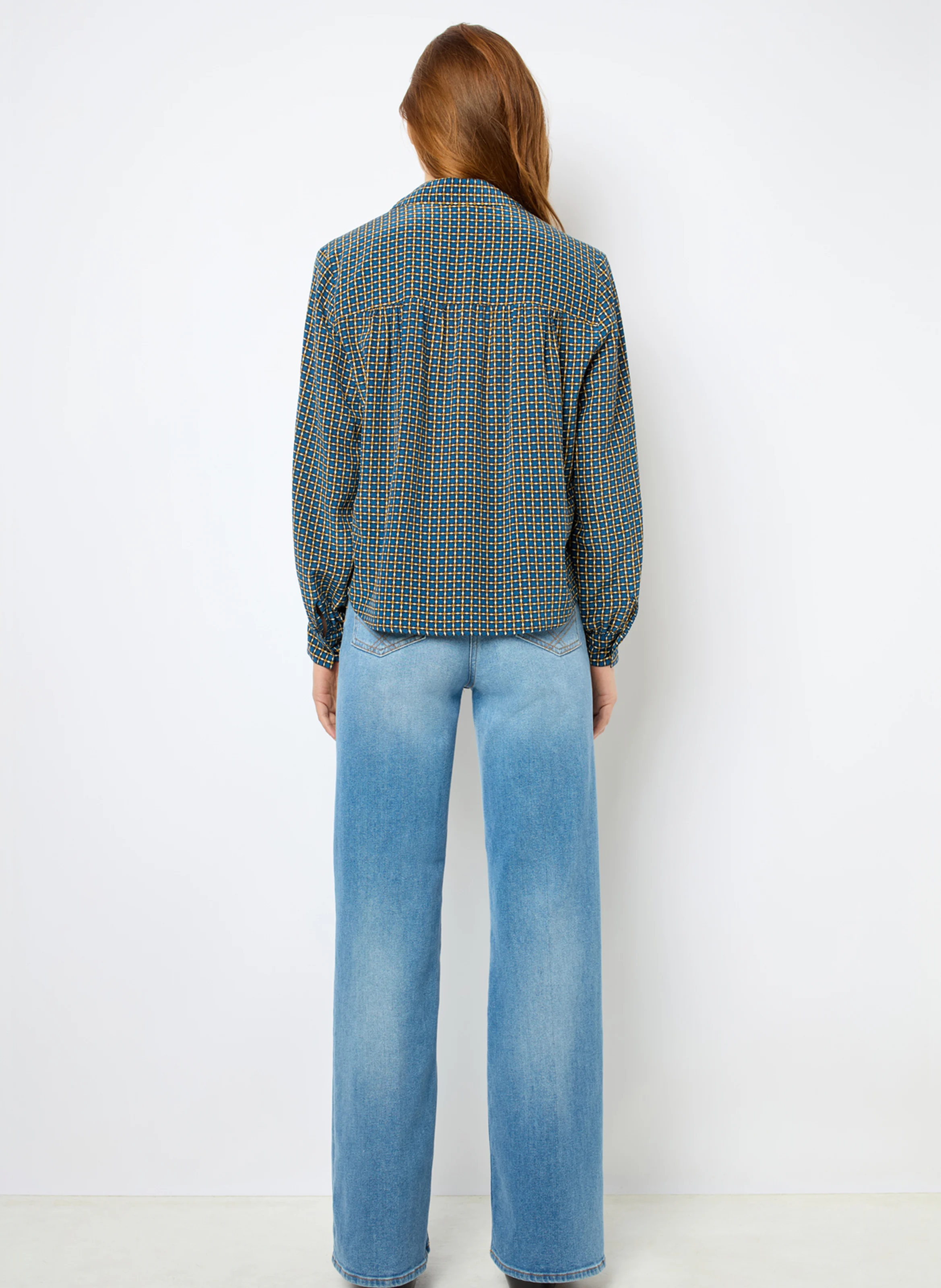 BASTIA - Chemise ample col classique en soie imprimée | Bleu