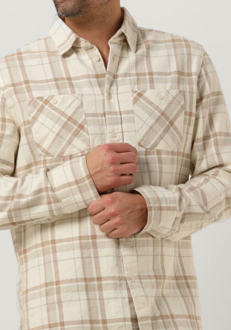BUTCHER OF BLUE beige butcher of blue overshirt richard twill check shirt