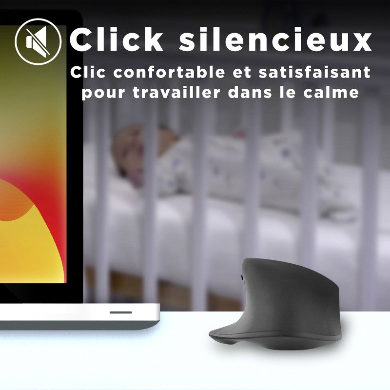 Souris sans fil semi ergonomique ICLICK TNB noire
