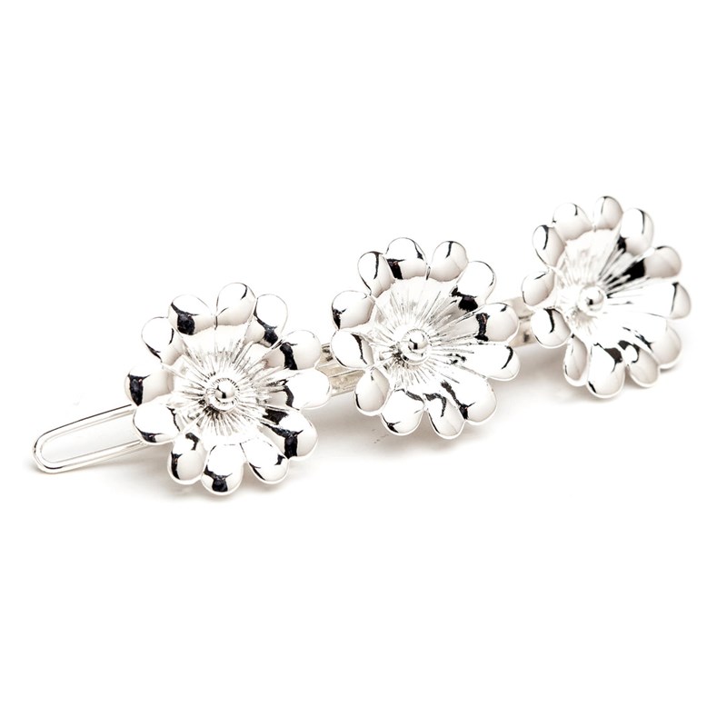 barrette fleur plaqué argent - THÉIA