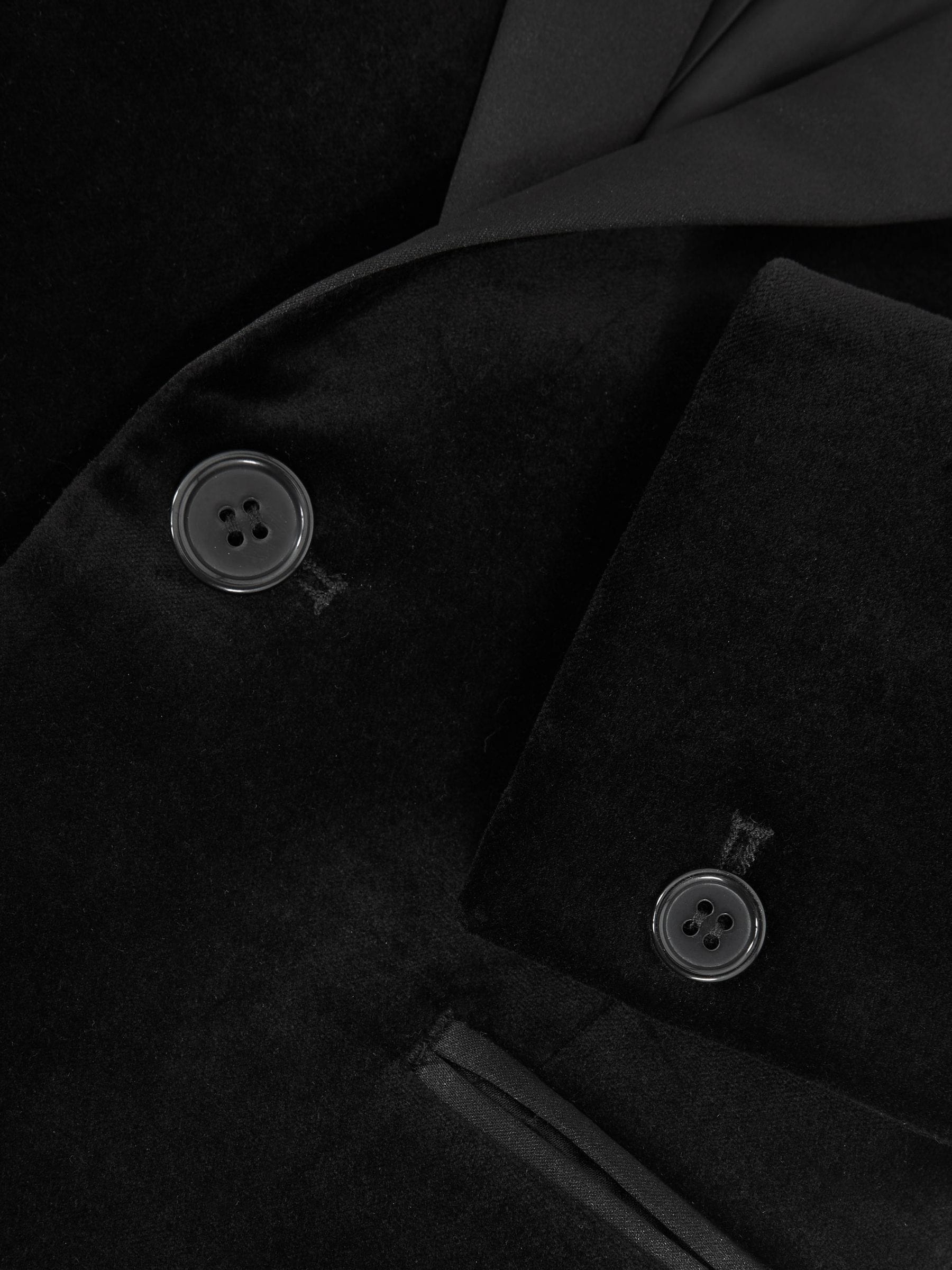 Zwart - Reiss Ace smoking blazer van fluweel met enkele knopenrij