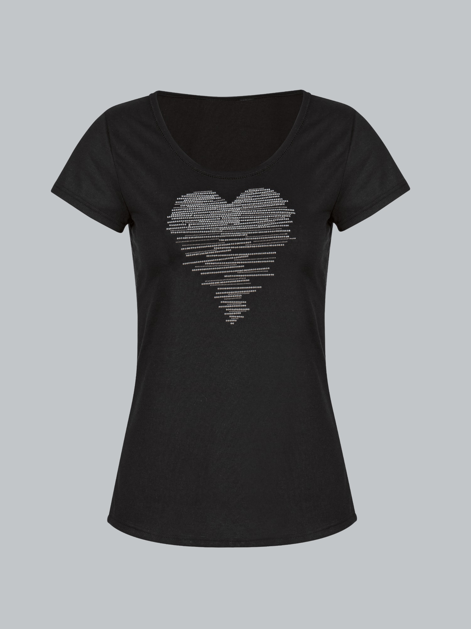 T-Shirt mit glitzerndem Herz-Motiv Schwarz