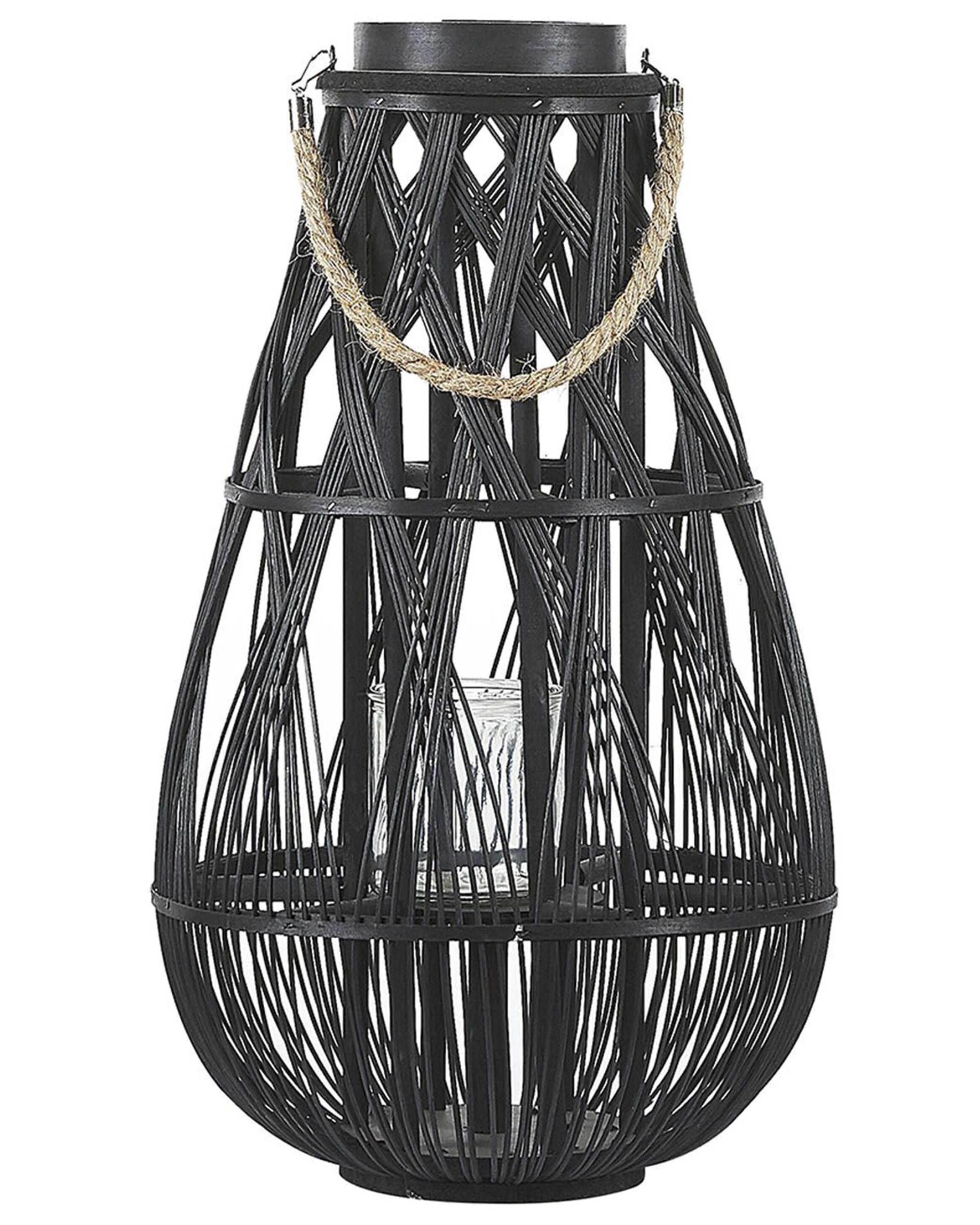 Lantaarn TONGA Bamboehout 56 cm Zwart