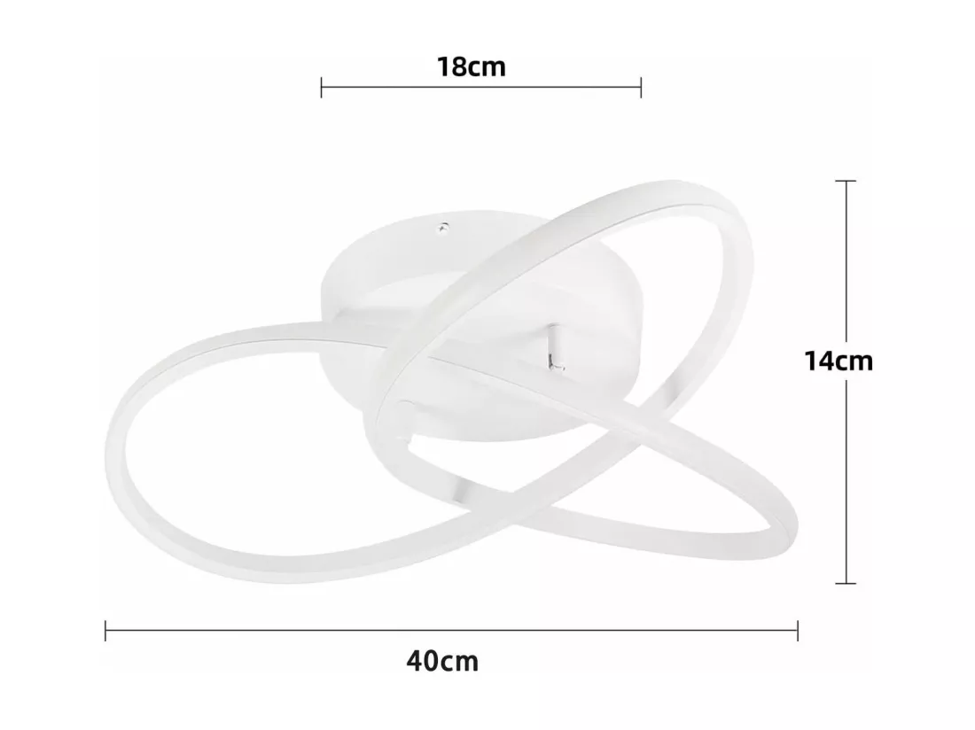 NETTLIFE Plafonnier LED Blanc Dimmable 40CM Moderne avec Télécommande Lampe Design Géométrie 33W pour Salon Chambre Cuisine Couloir Studio