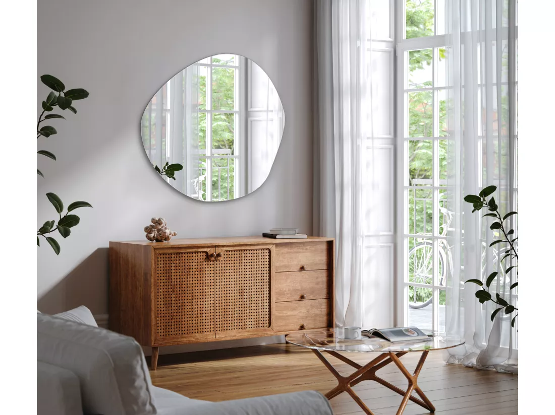 Miroir ovale de forme irrégulière pour salle de bain 57,5 cm x 58 cm