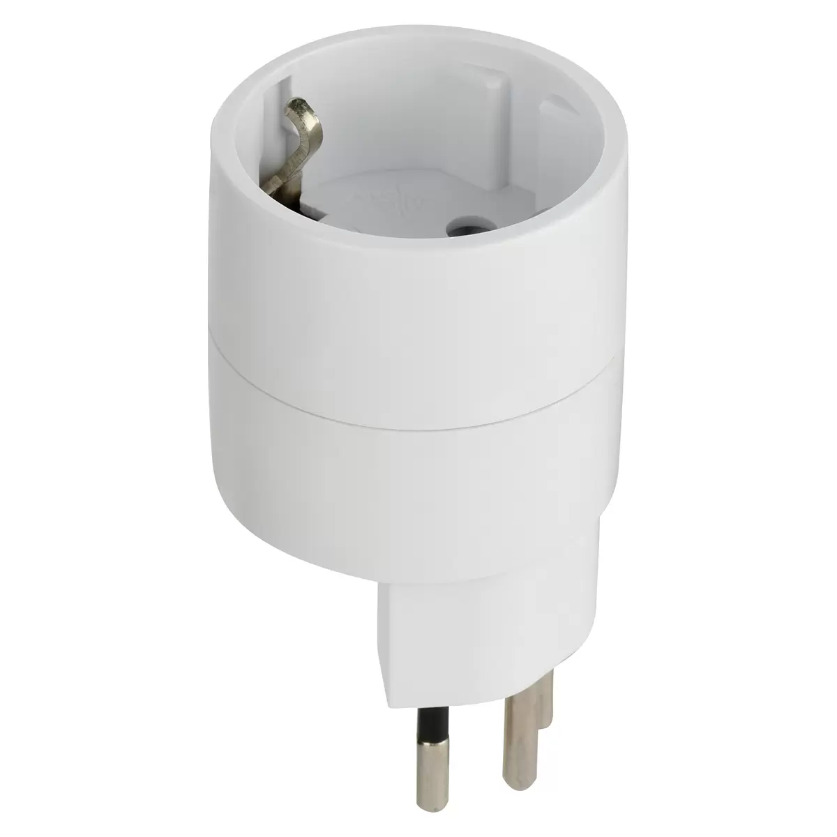 Reisestecker Schuko-CH NO BLOCK weiss