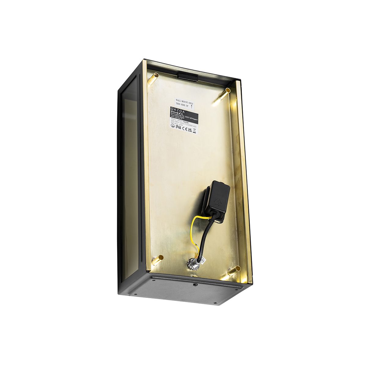 Industriële buiten wandlamp zwart met goud IP44 - Rotterdam