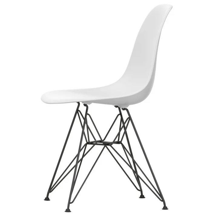 Vitra - Eames Plastic Side Chair DSR RE, basic dark / baumwollweiss (Filzgleiter basic dark)