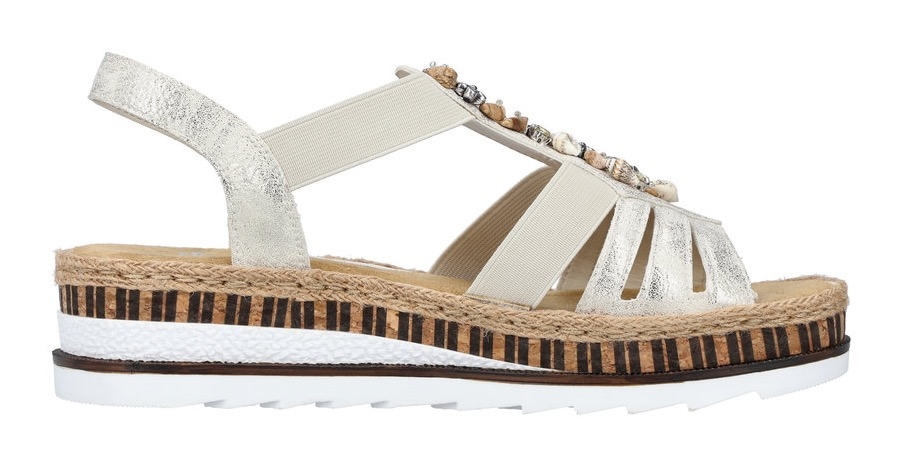Rieker Sandale  , Sommerschuh, Sandalette, Keilabsatz, im Metallic-Look