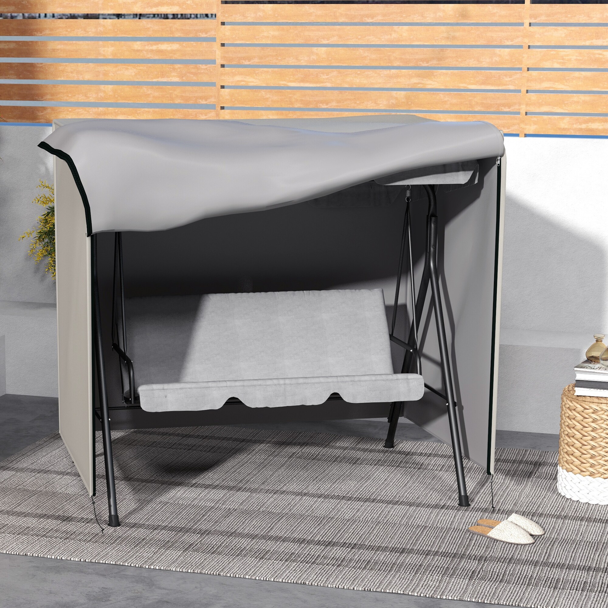 Outsunny Abdeckhaube für Hollywoodschaukeln mit Reißverschluss grau 177L x 114B x 152H cm