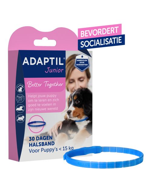 Adaptil Junior Halsband - Anti stressmiddel - 37 cm Lichtblauw Transparant per stuk < 6mnd