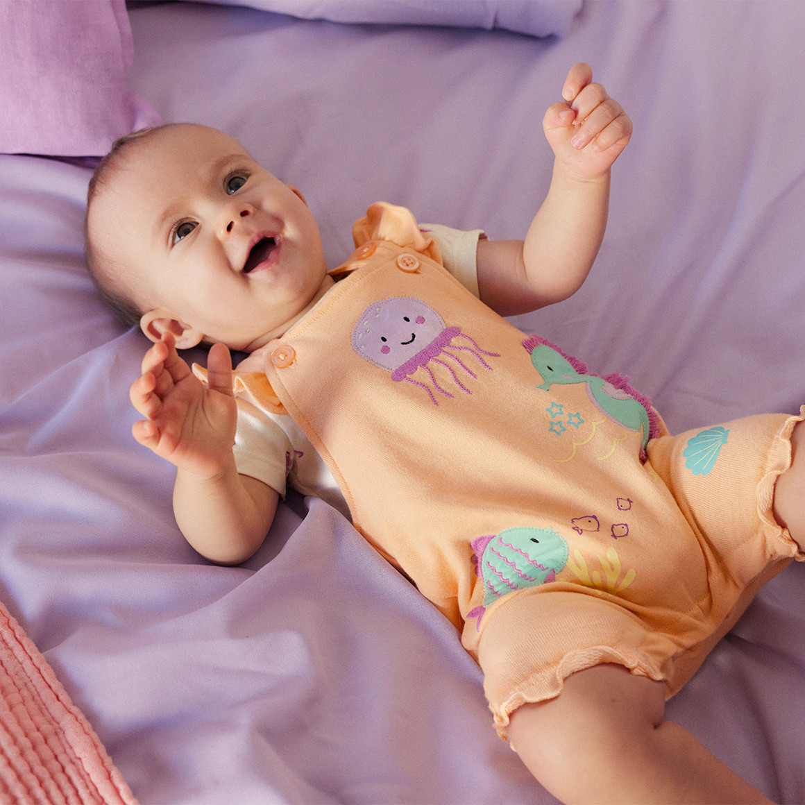 Topomini Baby Strampler und Kurzarmbody im Set hellorange / weiss
