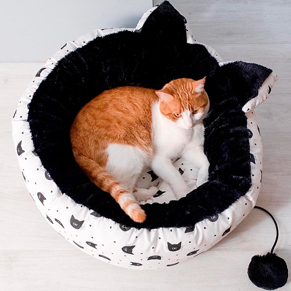 Couchage rembourré lit chats muffin avec coussin, coton et fourrure écologique, jeu, lavable