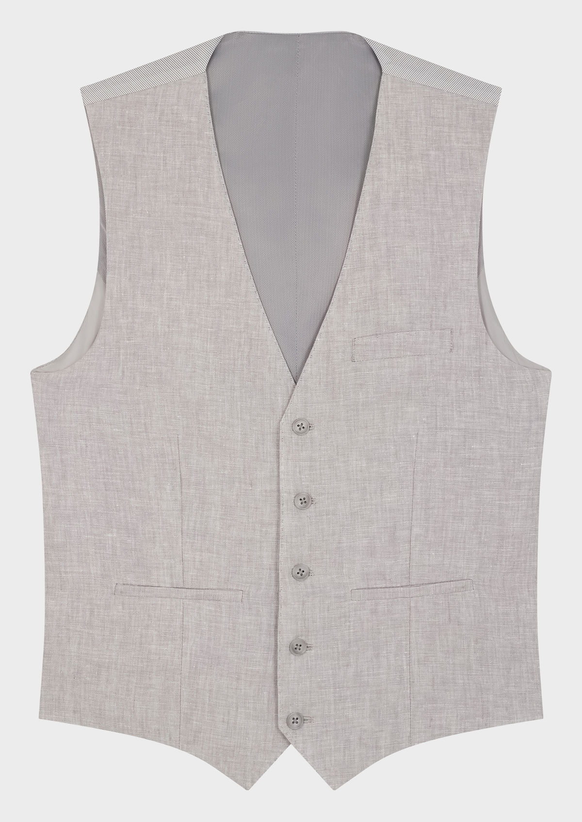 Gilet casual en lin uni gris perle