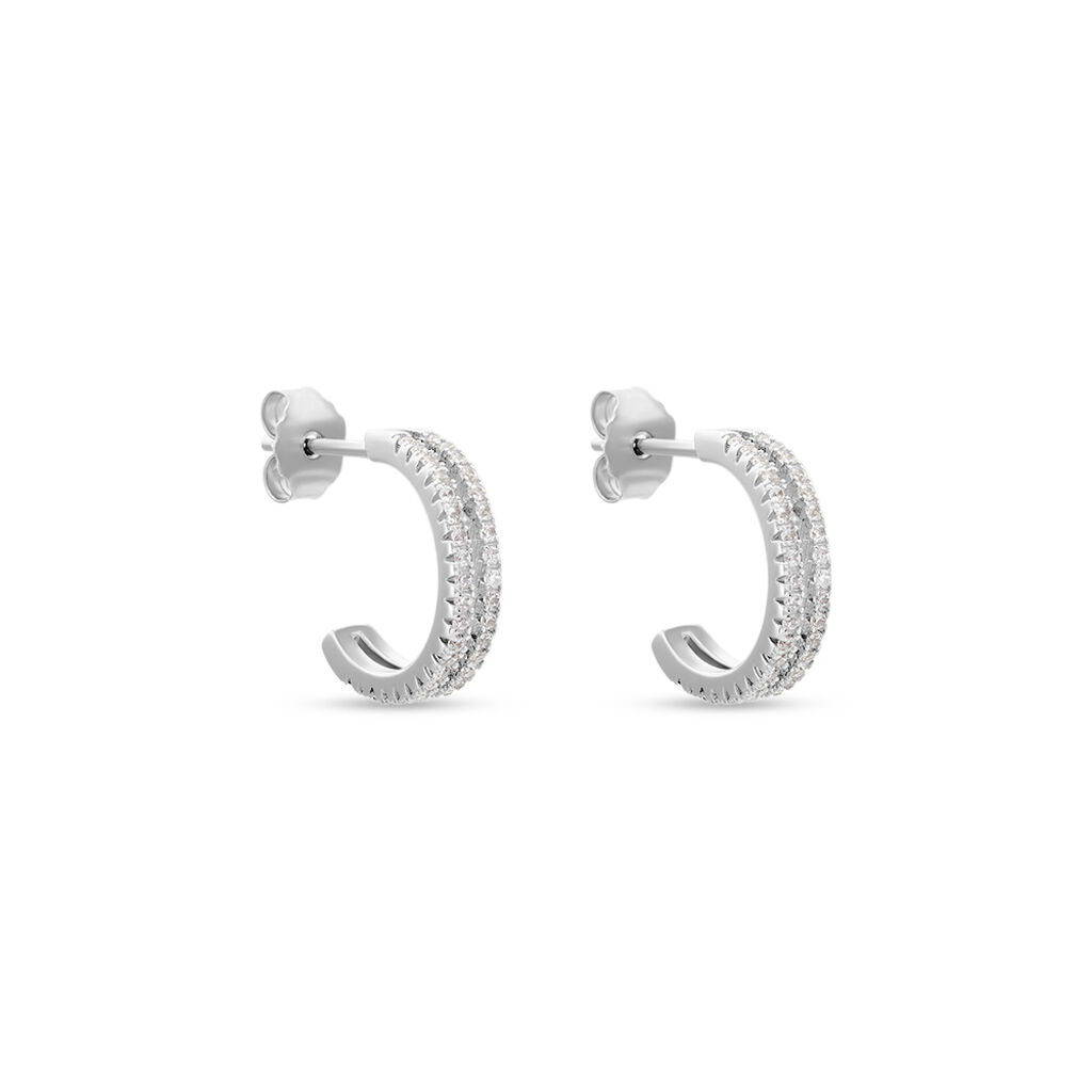 Créoles Sariah Argent Blanc Oxyde De Zirconium
