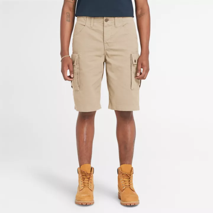 Short cargo en sergé pour homme en beige