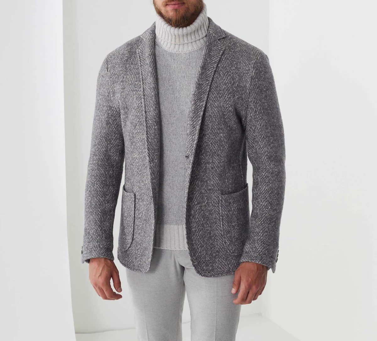 Veste maille à motif chevron beige 