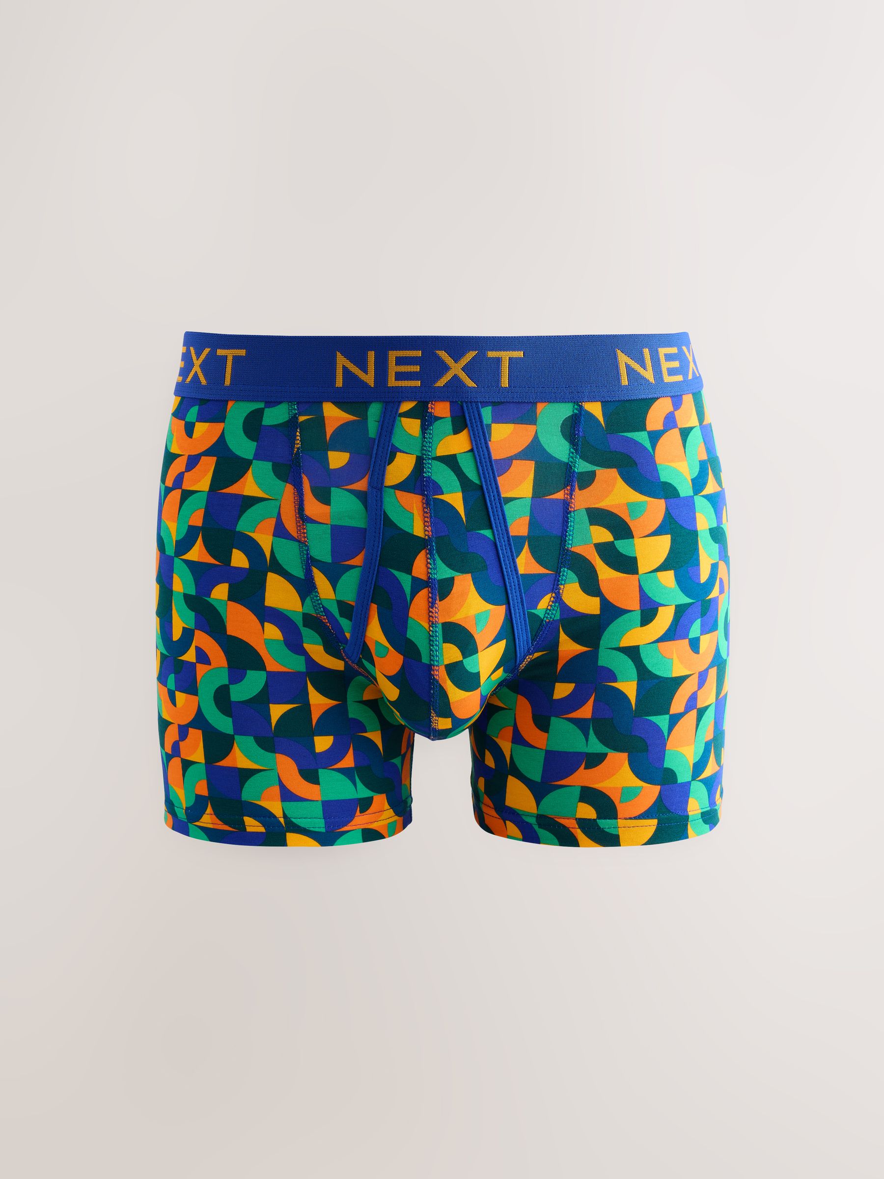 Helder Blauw/Oranje/Paars Cirkel Geo Print - Boxershorts met A-voorkant