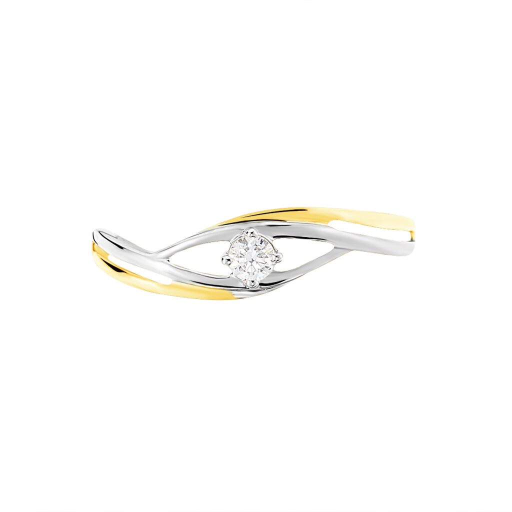 Bague Solitaire Peline Or Bicolore Oxyde De Zirconium