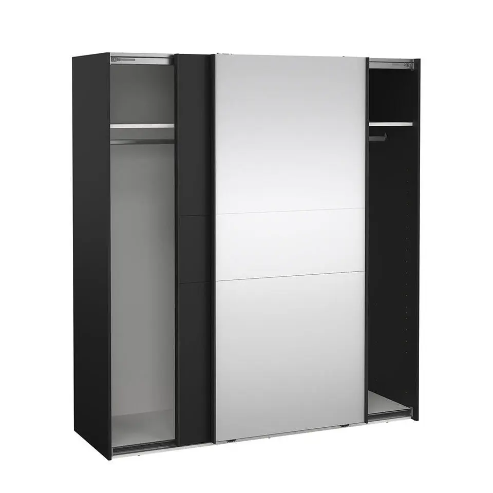 Hioshop Como schuifdeurkast 2 deuren 180x200cm mat zwart