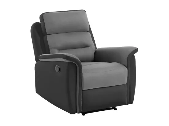 Fauteuil de Relaxation 1 place en Microfibre et Simili Léon - Gris et Noir - Loungitude