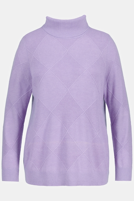 Pullover, Rhomben-Strukturmix, Rollkragen, Langarm