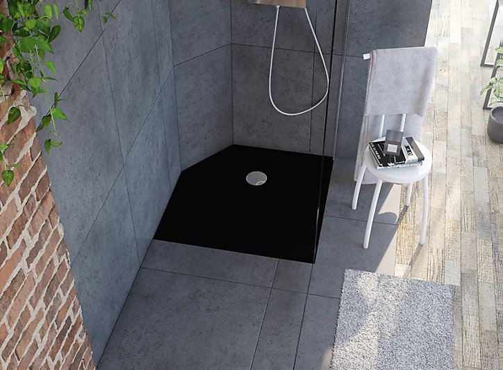 Receveur de douche 80 x 80 cm, noir, Allibert Karbon
