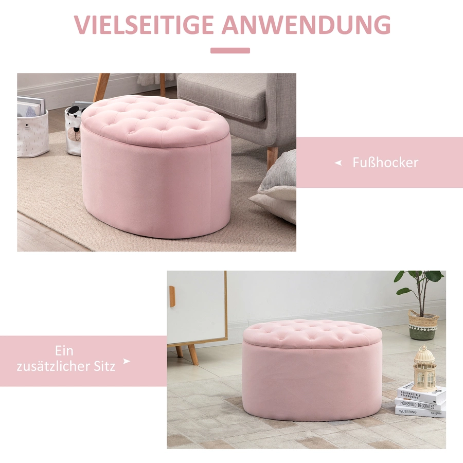 HOMCOM Sitzbank ovalförmig mit Stauraum rosa