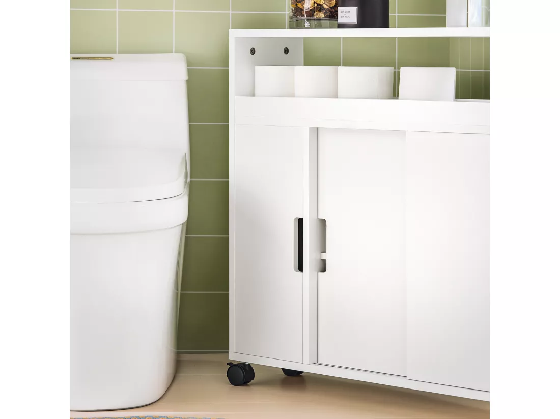Meuble de Rangement Salle de Bain Armoire WC Meuble WC pour Papier, BZR02-W