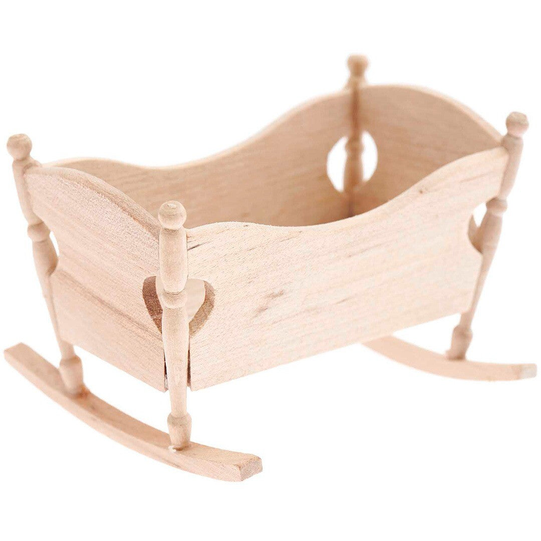 Miniatuur houten wiegje - 7 cm