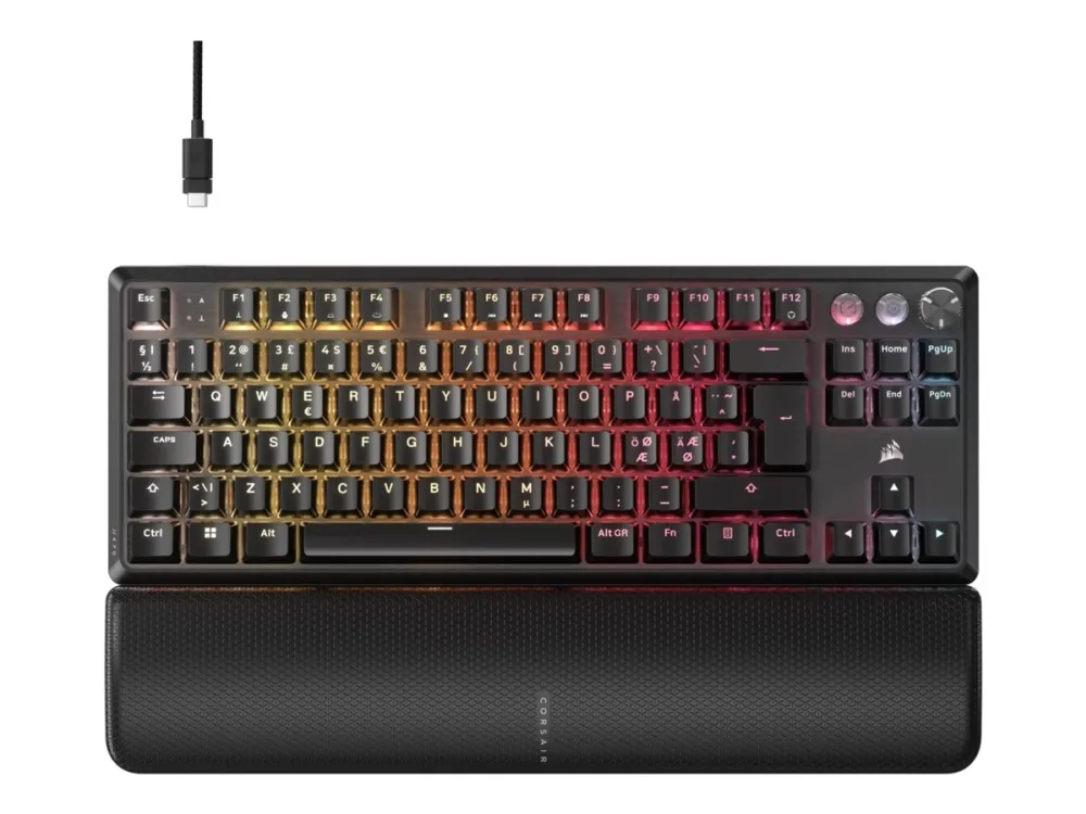 CORSAIR K70 PRO TKL - Tastatur - TKL - baggrundsbelyst - USB - QWERTY - Nordisk - tastkontakt: CORSAIR MGX v2 - sort