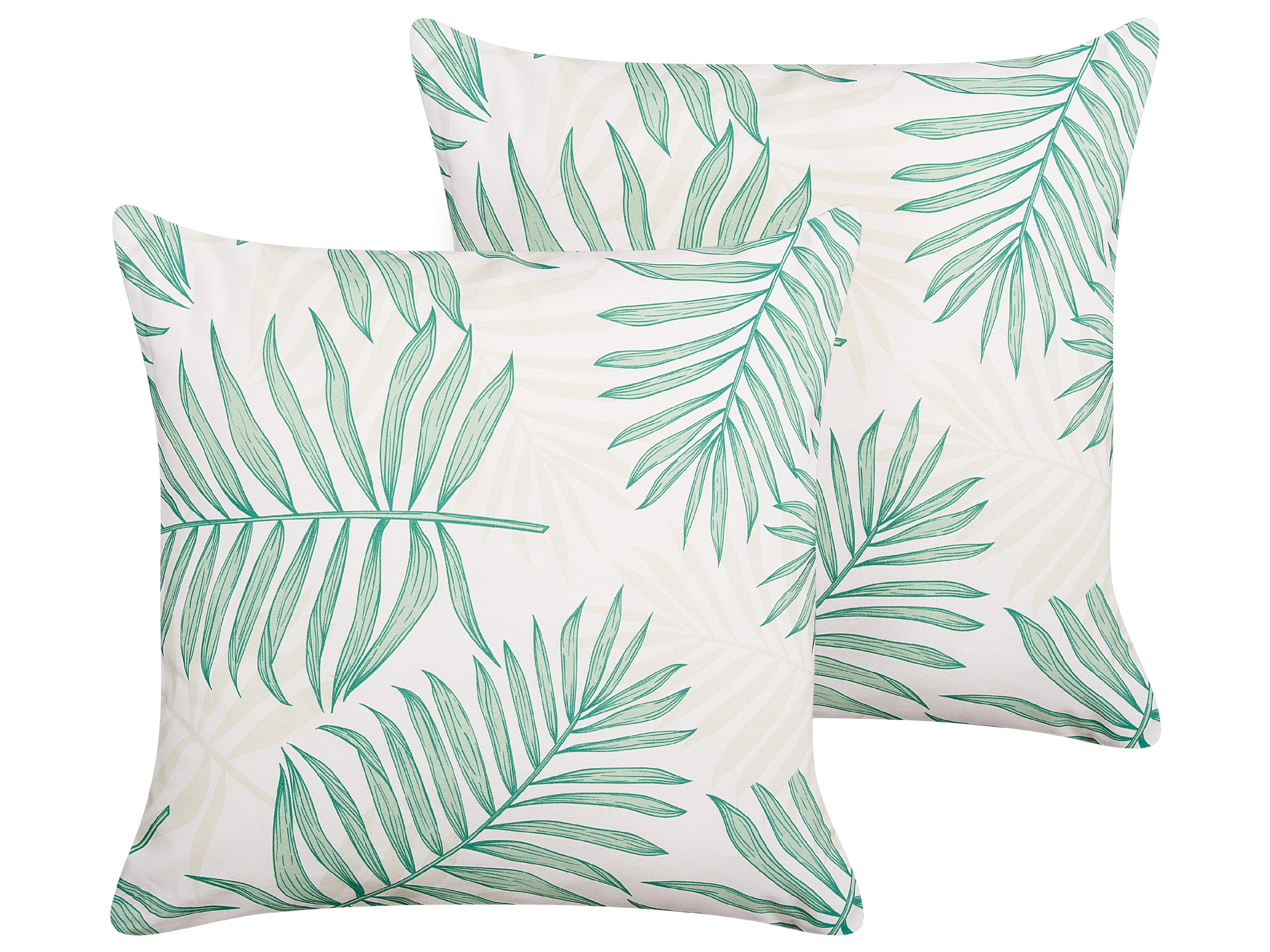 Set van 2 tuinkussens POGGIO bladpatroon 45 x 45 cm Groen