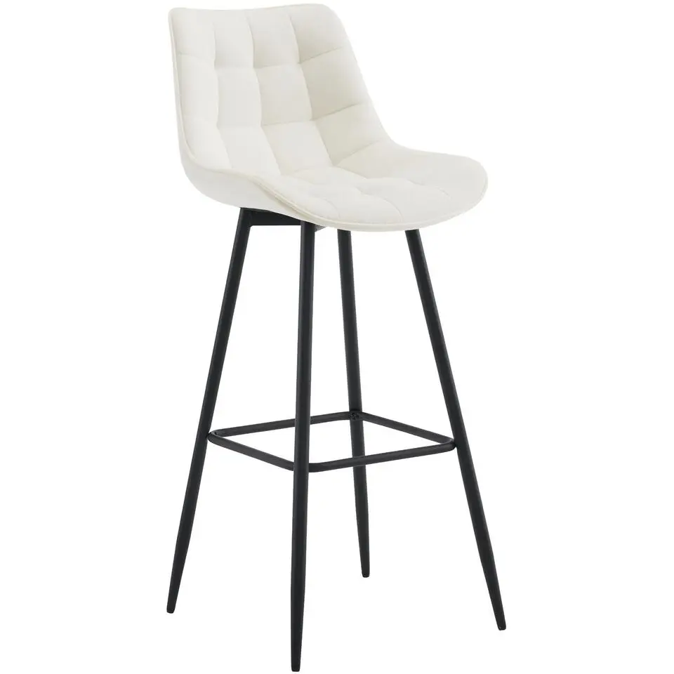 CLP Barkruk Dartford mat zwart Frame - Fluweel - creme