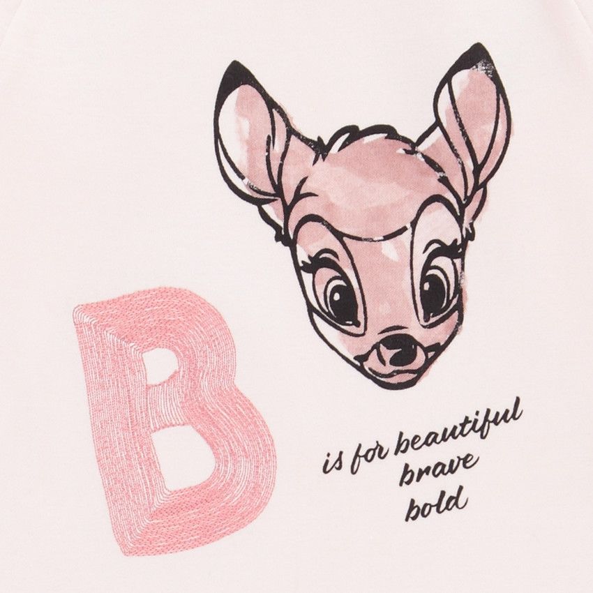 Pyjama 2 pièces manches longues Bambi pour fille - Rose