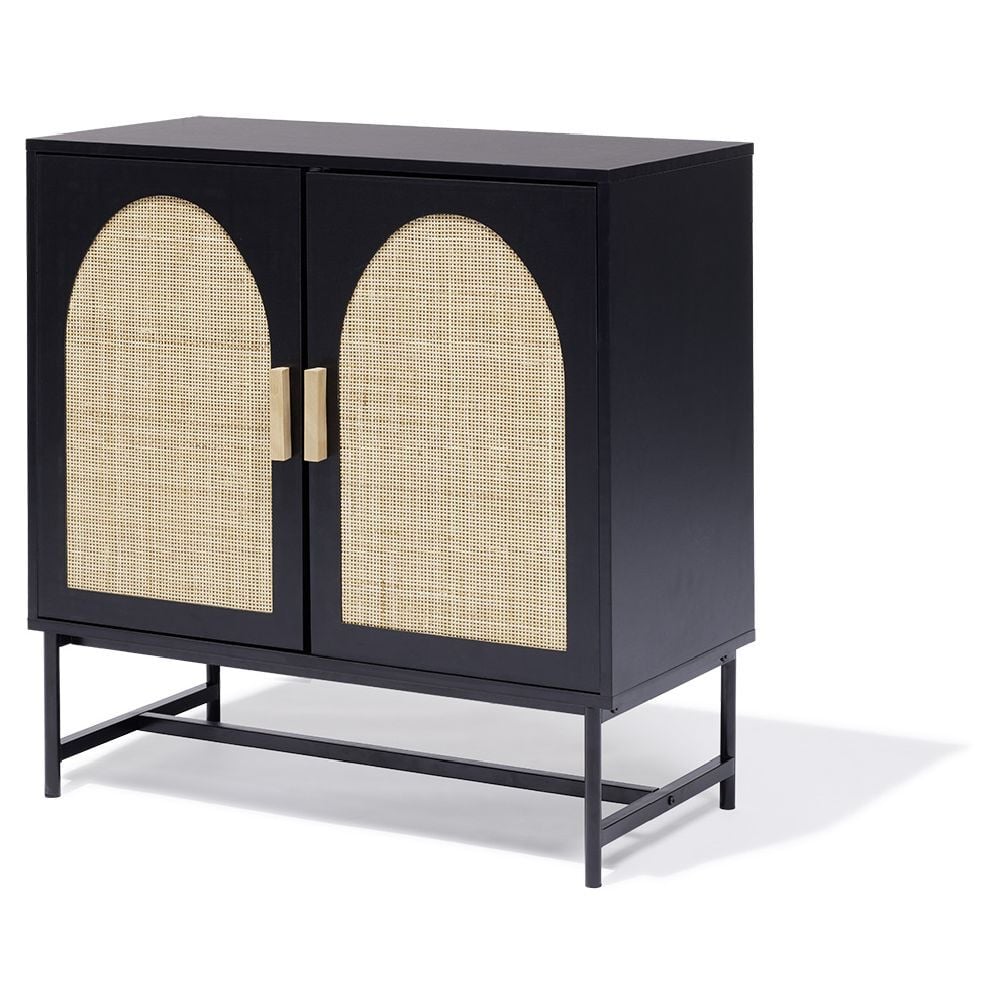Buffet Fuji noir cannage naturel - L80xP38xH80 cm