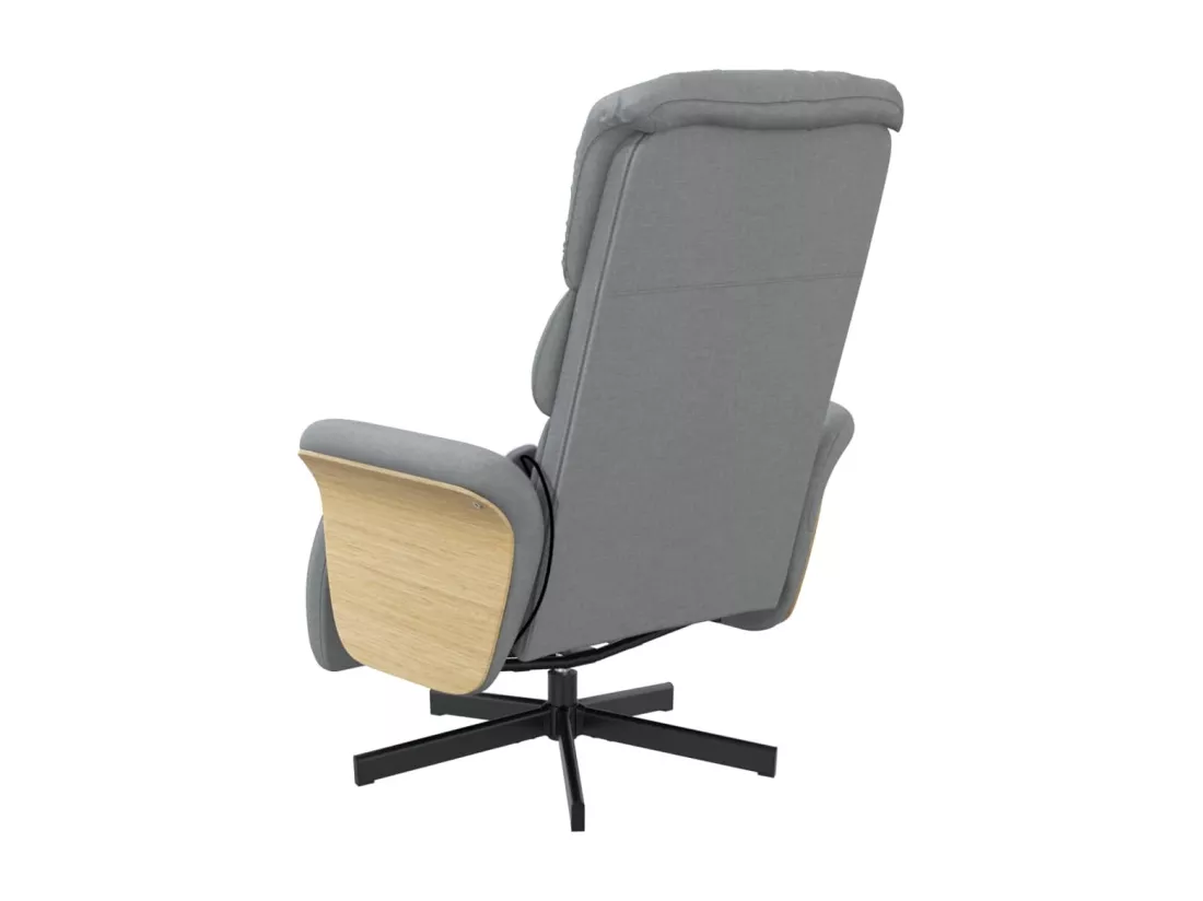 Fauteuil inclinable massant et repose-pieds gris clair tissu